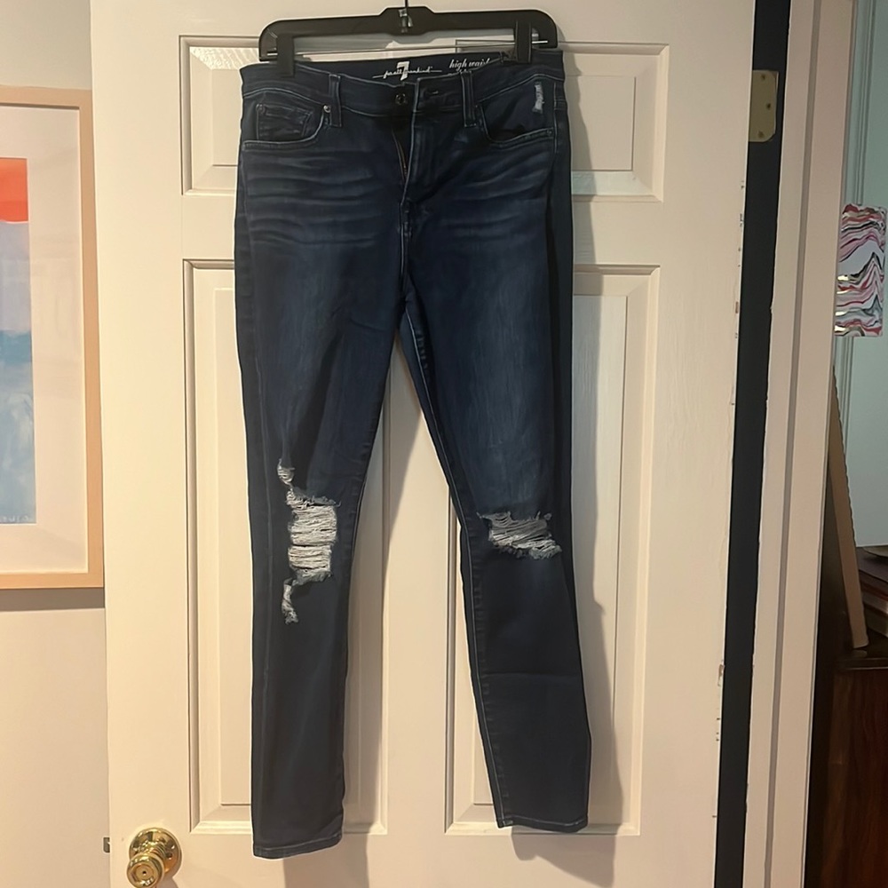 High waist distressed jeans